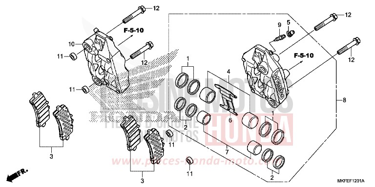 ETRIER DE FREIN AVANT (CBR1000S1) de CBR1000RR SP SP1 SP2 GRAND PRIX RED (R380X) 2019